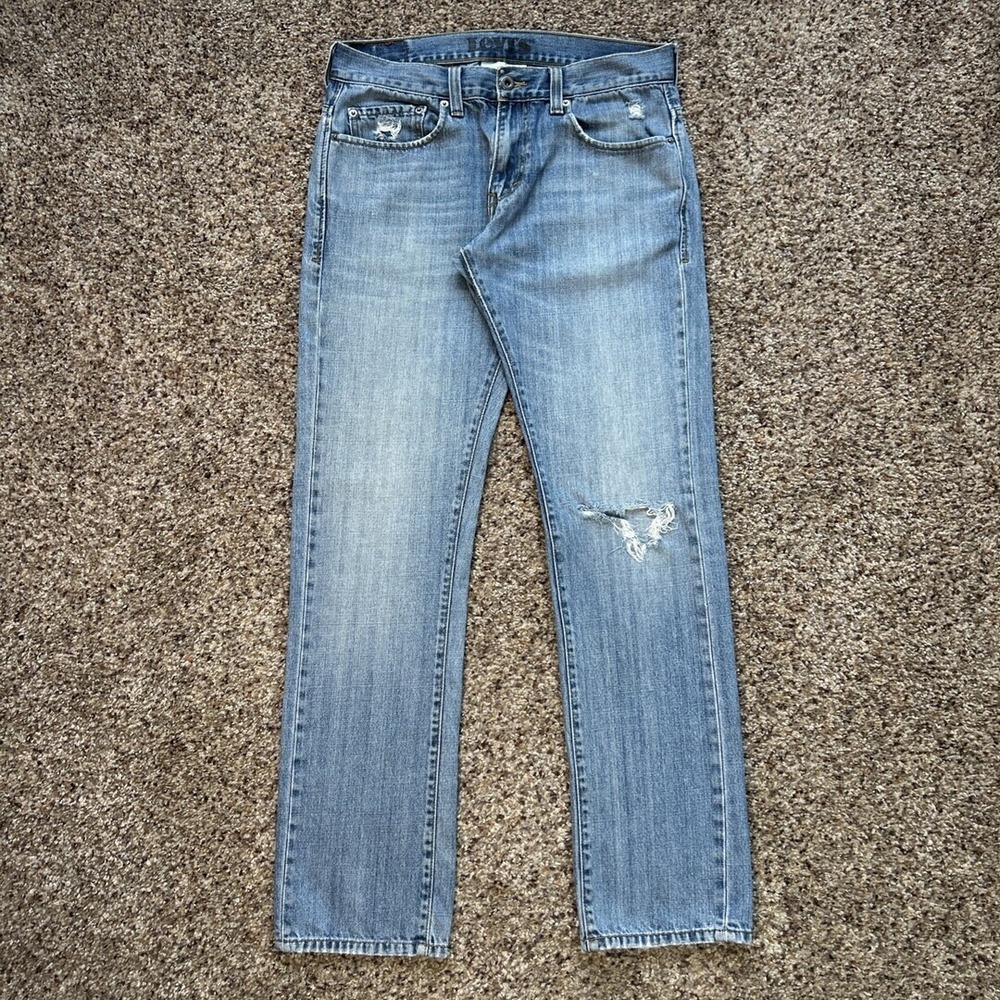 Levis 511 Skinny Jeans Mens 33x32 Blue Medium Wash Distressed Denim Casual